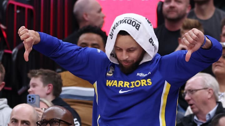Jan 28, 2026; Salt Lake City, Utah, USA; Golden State Warriors guard Stephen Curry (30) reacts after a play against the Utah Jazz during the second half at Delta Center. Mandatory Credit: Rob Gray-Imagn Images