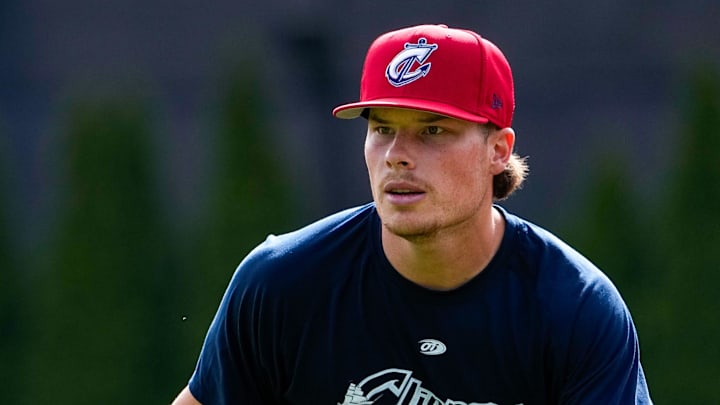 Columbus Clippers’s Travis Bazzana watches the ball during practice at Huntington Park on Wednesday, March 25, 2026 in Columbus, Ohio.