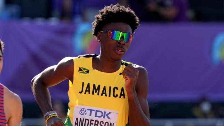 Navasky Anderson (JAM) runs during a heat of the mens 800m during the World Athletics Championships Oregon 22 at Hayward Field. 