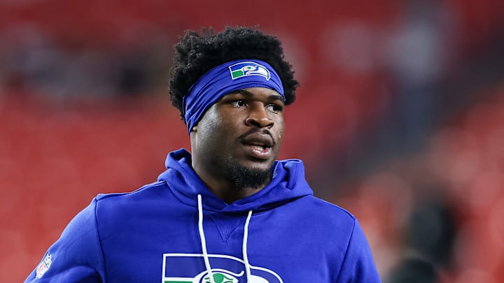 Nick Emmanwori of the Seattle Seahawks warms up