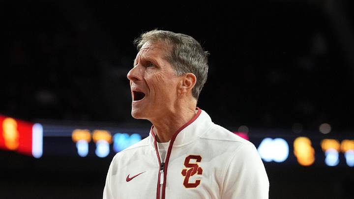 Mar 7, 2026; Los Angeles, California, USA; Southern California Trojans head coach Eric Musselman reacts in the second half against the UCLA Bruins at Galen Center. Mandatory Credit: Kirby Lee-Imagn Images Mar 7, 2026; Los Angeles, California, USA; Southern California Trojans head coach Eric Musselman reacts in the second half against the UCLA Bruins at Galen Center. Mandatory Credit: Kirby Lee-Imagn Images