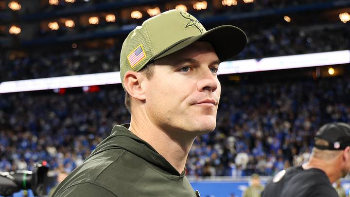 Nov 2, 2025; Detroit, Michigan, USA; Minnesota Vikings head coach Kevin O'Connell looks on after the match against the Detroit Lions at Ford Field. Mandatory Credit: David Reginek-Imagn Images