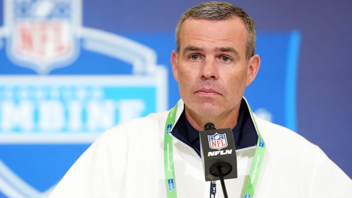 Buffalo Bills general manager Brandon Beane speaks at the NFL Scouting Combine at the Indiana Convention Center.