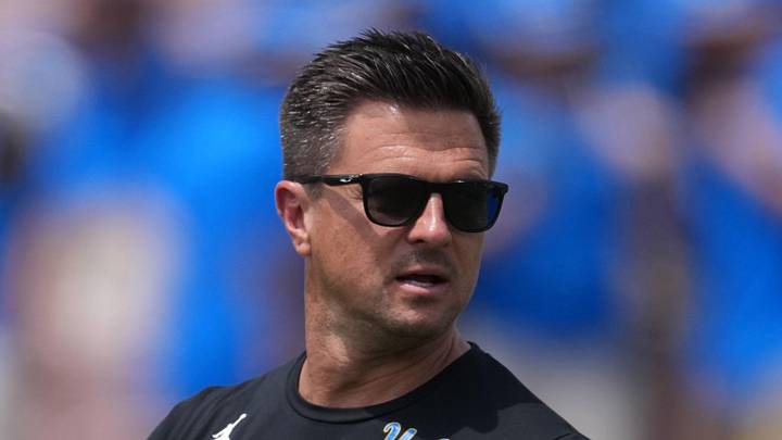 May 2, 2026; Pasadena, CA, USA; UCLA Bruins coach Bob Chesney reacts during the spring game at Rose Bowl. Mandatory Credit: Kirby Lee-Imagn Images May 2, 2026; Pasadena, CA, USA; UCLA Bruins coach Bob Chesney reacts during the spring game at Rose Bowl. Mandatory Credit: Kirby Lee-Imagn Images