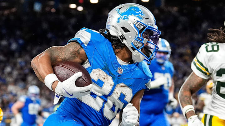 Detroit Lions running back Jahmyr Gibbs (26). Detroit Lions running back Jahmyr Gibbs (26).