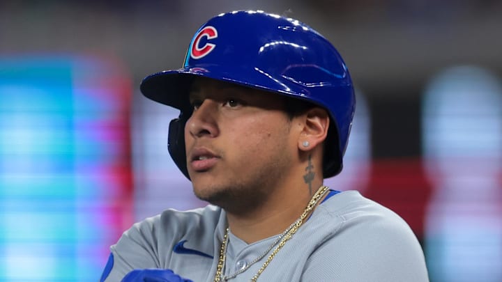 Chicago Cubs designated hitter Moises Ballesteros (25) against the Miami Marlins at loanDepot Park. Chicago Cubs designated hitter Moises Ballesteros (25) against the Miami Marlins at loanDepot Park.