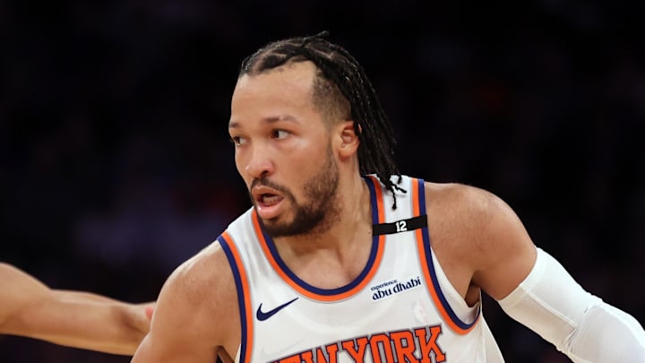 May 29, 2025; New York, New York, USA; New York Knicks guard Jalen Brunson (11) controls the ball against Indiana Pacers guard Andrew Nembhard (2) in the fourth quarter during game five of the eastern conference finals for the 2025 NBA Playoffs at Madison Square Garden. Mandatory Credit: Vincent Carchietta-Imagn Images May 29, 2025; New York, New York, USA; New York Knicks guard Jalen Brunson (11) controls the ball against Indiana Pacers guard Andrew Nembhard (2) in the fourth quarter during game five of the eastern conference finals for the 2025 NBA Playoffs at Madison Square Garden. Mandatory Credit: Vincent Carchietta-Imagn Images