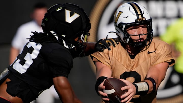 Diego Pavia returned to the practice field on Wednesday after missing Saturday's scrimmage. Diego Pavia returned to the practice field on Wednesday after missing Saturday's scrimmage.