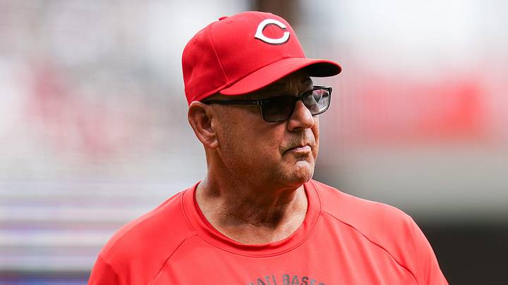 Cincinnati Reds manager Terry Francona (77) leaves the mound