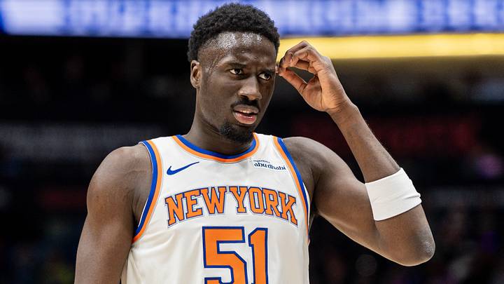 Dec 29, 2025; New Orleans, Louisiana, USA;  New York Knicks forward Mohamed Diawara (51) looks on against the New Orleans Pelicans during the first half at Smoothie King Center. Mandatory Credit: Stephen Lew-Imagn Images