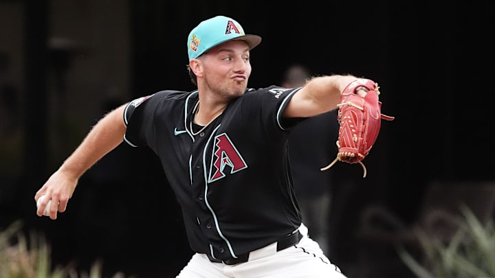 Arizona Diamondbacks pitcher Brandon Pfaadt (32) during spring training workouts at Salt River Fields on Feb. 13, 2026, in Scottsdale.