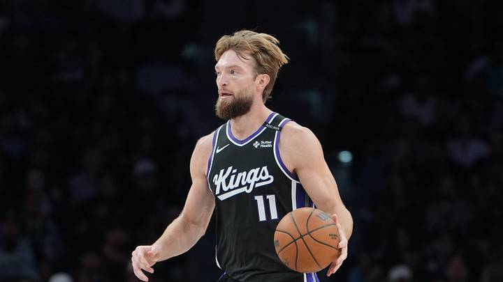 Oct 27, 2026; San Antonio, Texas, USA;  Sacramento Kings forward Domantas Sabonis (11) dribbles up the court in the first half against the San Antonio Spurs at Frost Bank Center.  Mandatory Credit: Daniel Dunn-Imagn Images