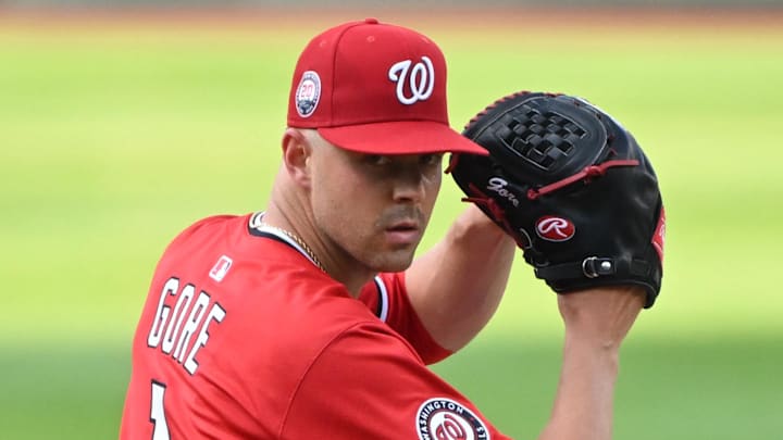 Former Washington Nationals starting pitcher MacKenzie Gore (1) throws a pitch 