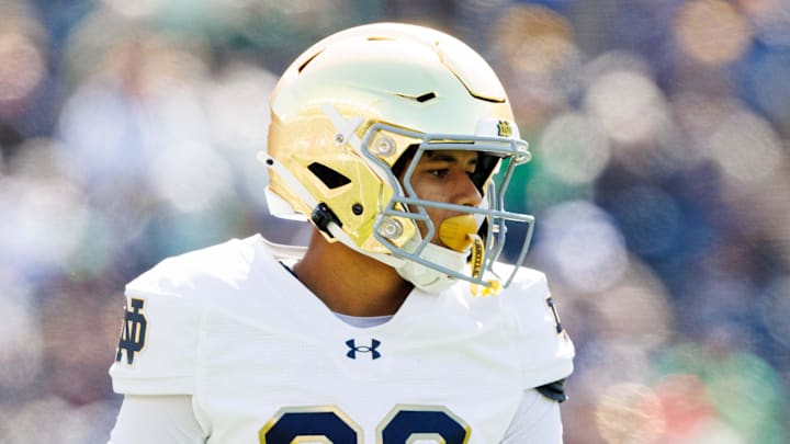 Notre Dame corner back Cree Thomas during the Notre Dame Blue-Gold spring football game at Notre Dame Stadium on Saturday, April 12, 2025, in South Bend. Notre Dame corner back Cree Thomas during the Notre Dame Blue-Gold spring football game at Notre Dame Stadium on Saturday, April 12, 2025, in South Bend.