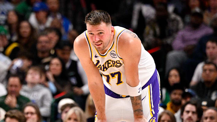 Jan 24, 2026; Dallas, Texas, USA; Los Angeles Lakers guard Luka Doncic (77) looks on during the game against the Dallas Mavericks at the American Airlines Center. Mandatory Credit: Jerome Miron-Imagn Images Jan 24, 2026; Dallas, Texas, USA; Los Angeles Lakers guard Luka Doncic (77) looks on during the game against the Dallas Mavericks at the American Airlines Center. Mandatory Credit: Jerome Miron-Imagn Images