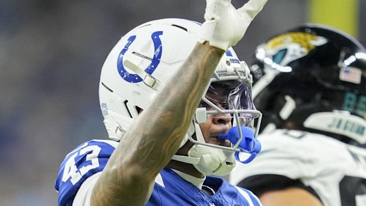 Indianapolis Colts cornerback Cameron Mitchell celebrates