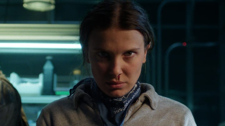 STRANGER THINGS. (L to R) David Harbour as Jim Hopper and Millie Bobby Brown as Eleven in STRANGER THINGS. Cr. Courtesy of Netflix © 2025 STRANGER THINGS. (L to R) David Harbour as Jim Hopper and Millie Bobby Brown as Eleven in STRANGER THINGS. Cr. Courtesy of Netflix © 2025