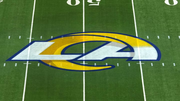 The Los Angeles Rams logo at midfield at SoFi Stadium. Mandatory Credit: Kirby Lee-Imagn Images The Los Angeles Rams logo at midfield at SoFi Stadium. Mandatory Credit: Kirby Lee-Imagn Images