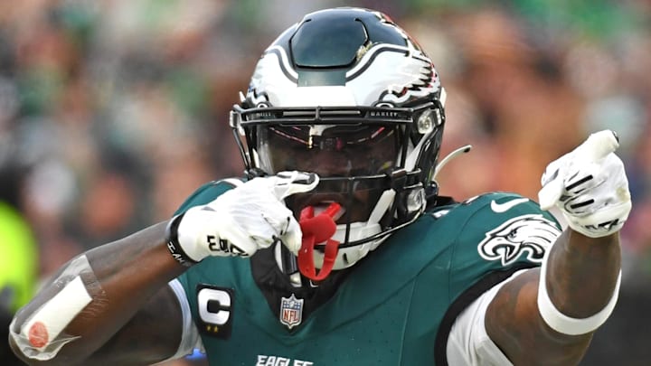 Jan 26, 2025; Philadelphia, PA, USA; Philadelphia Eagles wide receiver A.J. Brown (11) against the Washington Commanders in the NFC Championship game at Lincoln Financial Field. Mandatory Credit: Eric Hartline-Imagn Images