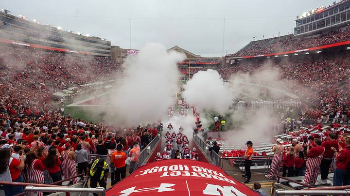 The Wisconsin football team takes to the field before their game against Eastern Michigan. The Wisconsin football team takes to the field before their game against Eastern Michigan.