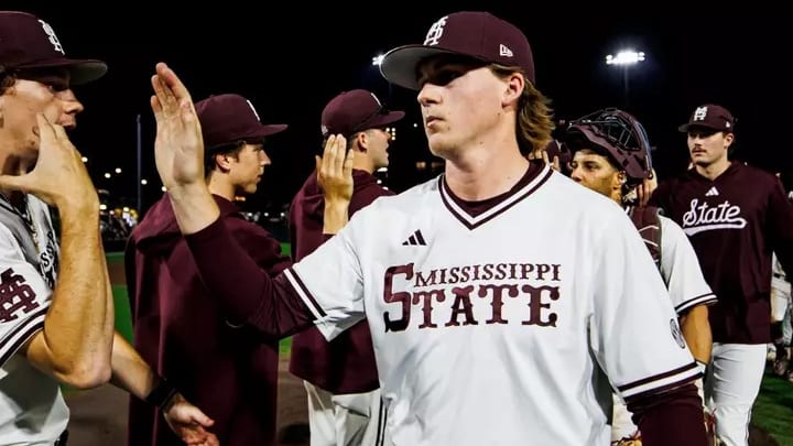Mississippi State Pitcher Ben Davis (#35) during the game between the Lipscomb Bison and the Mississippi State Bulldogs at Dudy Noble Field at Polk-Dement Stadium in Starkville, MS.