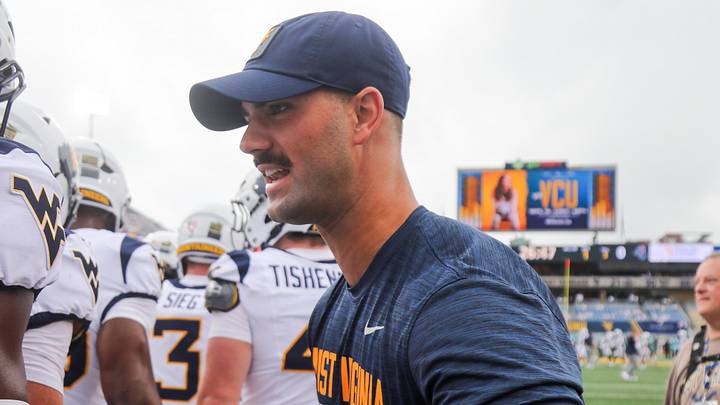 Sep 5, 2026; Morgantown, West Virginia, USA; West Virginia Mountaineers defensive coordinator Zac Alley during warmups before their game against the Coastal Carolina Chanticleers at Milan Puskar Stadium. Mandatory Credit: Ben Queen-Imagn Images