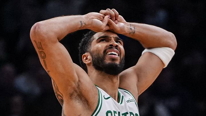 Apr 7, 2026; Boston, Massachusetts, USA; Boston Celtics forward Jayson Tatum (0) reacts after a play against the Charlotte Hornets in the second quarter at TD Garden. Mandatory Credit: David Butler II-Imagn Images Apr 7, 2026; Boston, Massachusetts, USA; Boston Celtics forward Jayson Tatum (0) reacts after a play against the Charlotte Hornets in the second quarter at TD Garden. Mandatory Credit: David Butler II-Imagn Images