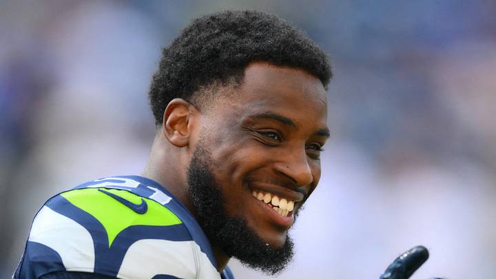 Seattle Seahawks cornerback Devon Witherspoon during warmups