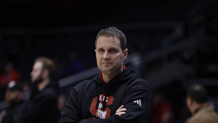 Mar 16, 2026; Dayton, OH, USA; NC State Wolfpack head coach Will Wade walks the court during a practice session ahead of the first four of the men's 2026 NCAA Tournament at University of Dayton Arena. Mandatory Credit: Rick Osentoski-Imagn Images Mar 16, 2026; Dayton, OH, USA; NC State Wolfpack head coach Will Wade walks the court during a practice session ahead of the first four of the men's 2026 NCAA Tournament at University of Dayton Arena. Mandatory Credit: Rick Osentoski-Imagn Images