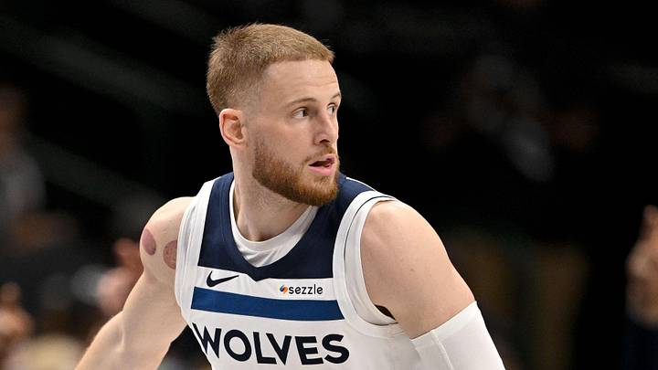 Mar 30, 2026; Dallas, Texas, USA; Minnesota Timberwolves guard Donte DiVincenzo (0) celebrates after he makes a three point basket against the Dallas Mavericks during the second half at the American Airlines Center. Mandatory Credit: Jerome Miron-Imagn Images