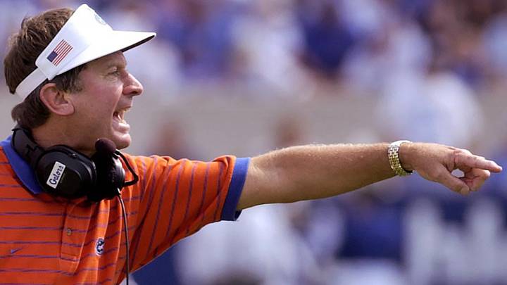Sept. 22, 2001; Lexington, KY, USA; LOW RES - University of Florida head football coach Steve Spurrier calls out to one of his players during the first half of the Gator's 44-10 win against the University of Kentucky Wildcats; Mandatory credit: Jon M. Fletcher-USA TODAY NETWORK via Imagn Images Sept. 22, 2001; Lexington, KY, USA; LOW RES - University of Florida head football coach Steve Spurrier calls out to one of his players during the first half of the Gator's 44-10 win against the University of Kentucky Wildcats; Mandatory credit: Jon M. Fletcher-USA TODAY NETWORK via Imagn Images