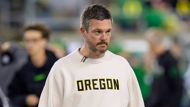 Oregon Ducks head coach Dan Lanning walks the field as the Oregon Ducks host the Nebraska Cornhuskers on Oct. 17, 2026, at Autzen Stadium in Eugene, Oregon. Oregon Ducks head coach Dan Lanning walks the field as the Oregon Ducks host the Nebraska Cornhuskers on Oct. 17, 2026, at Autzen Stadium in Eugene, Oregon.