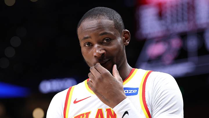 ATLANTA, GEORGIA - MARCH 01: Jonathan Kuminga #0 of the Atlanta Hawks reacts against the Portland Trail Blazers. (Photo by Kevin C. Cox/Getty Images) ATLANTA, GEORGIA - MARCH 01: Jonathan Kuminga #0 of the Atlanta Hawks reacts against the Portland Trail Blazers. (Photo by Kevin C. Cox/Getty Images)