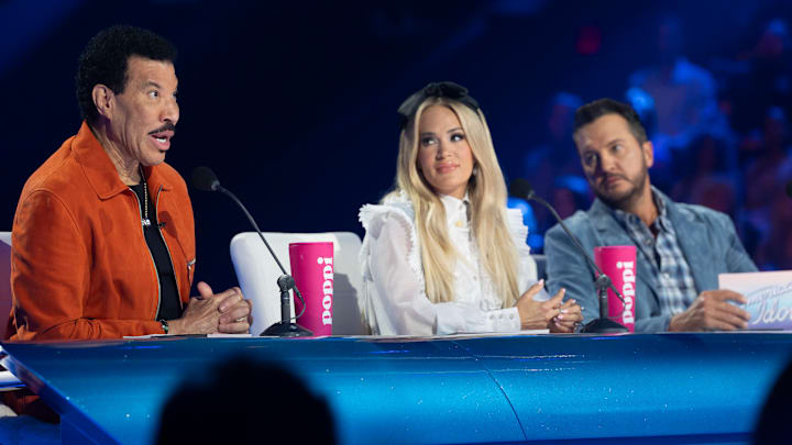 AMERICAN IDOL Ð Ò817 (Disney Night #1)Ó - ÒDisney NightÓ celebrates MotherÕs Day with special guest Lin-Manuel Miranda. The Top 7 travel to Disneyland Resort and light up the stage with Disney classics as America votes live for the five moving forward in the competition. SUNDAY, MAY 11 (8:00-10:01 p.m. EDT/7:00-9:01 p.m. CDT/6:00-8:01 p.m. MDT/5:00-7:01 p.m. PDT), on ABC. (Disney/Christopher Willard)
LIONEL RICHIE, CARRIE UNDERWOOD, LUKE BRYAN