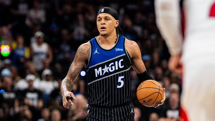 May 1, 2026; Orlando, Florida, USA; Orlando Magic forward Paolo Banchero (5) dribbles the ball against the Detroit Pistons in th fourth quarter during game six of the first round of the 2026 NBA Playoffs at Kia Center. Mandatory Credit: Jeremy Reper-Imagn Images May 1, 2026; Orlando, Florida, USA; Orlando Magic forward Paolo Banchero (5) dribbles the ball against the Detroit Pistons in th fourth quarter during game six of the first round of the 2026 NBA Playoffs at Kia Center. Mandatory Credit: Jeremy Reper-Imagn Images