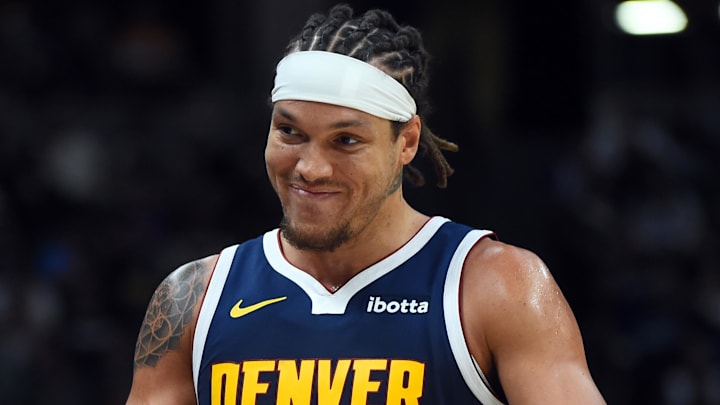 Oct 25, 2025; Denver, Colorado, USA; Denver Nuggets forward Aaron Gordon (32) leaves the floor during the second half against the Phoenix Suns at Ball Arena. Mandatory Credit: Christopher Hanewinckel-Imagn Images