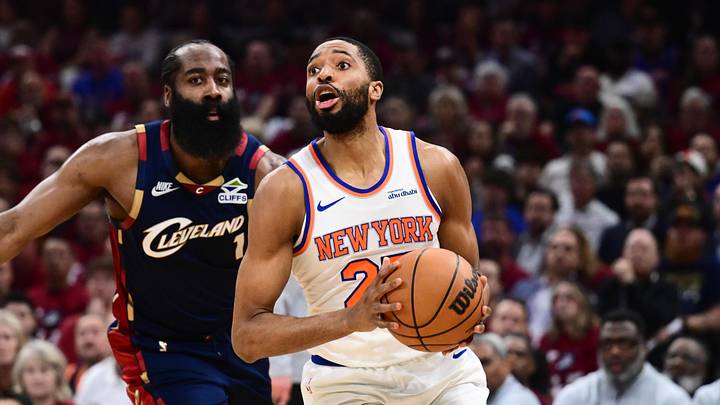 New York Knicks forward Mikal Bridges looks to shoot in the second quarter against the Cleveland Cavaliers during Game 4 of the Eastern Conference Finals at Rocket Arena. New York Knicks forward Mikal Bridges looks to shoot in the second quarter against the Cleveland Cavaliers during Game 4 of the Eastern Conference Finals at Rocket Arena.