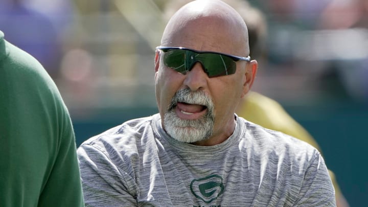 Green Bay Packers assistant head coach/special teams coordinator Rich Bisaccia is shown during a joint practice with the Seattle Seahawks on Thursday, August 21, 2025, in Green Bay, Wisconsin.