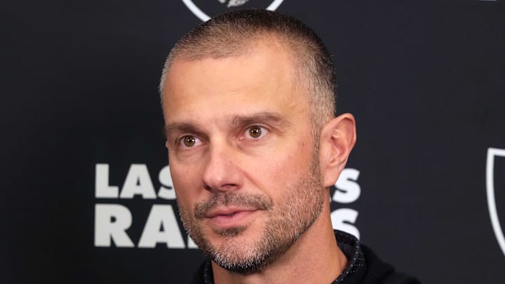 Feb 25, 2025; Indianapolis, IN, USA; Las Vegas Raiders general manager John Spytek on radio row during the NFL Scouting Combine at the Indiana Convention Center. Mandatory Credit: Kirby Lee-Imagn Images
