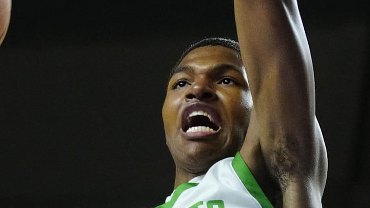 St. Mary's forward Cameron Williams (1) dunks against Deer Valley during the 4A State Championship at Veterans Memorial Coliseum in Phoenix on March 6, 2025.