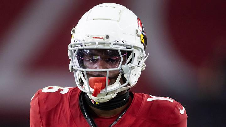 Nov 3, 2024; Glendale, Arizona, USA; Arizona Cardinals cornerback Max Melton (16) against the Chicago Bears  at State Farm Stadium. Mandatory Credit: Mark J. Rebilas-Imagn Images