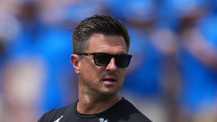May 2, 2026; Pasadena, CA, USA; UCLA Bruins coach Bob Chesney reacts during the spring game at Rose Bowl. Mandatory Credit: Kirby Lee-Imagn Images May 2, 2026; Pasadena, CA, USA; UCLA Bruins coach Bob Chesney reacts during the spring game at Rose Bowl. Mandatory Credit: Kirby Lee-Imagn Images