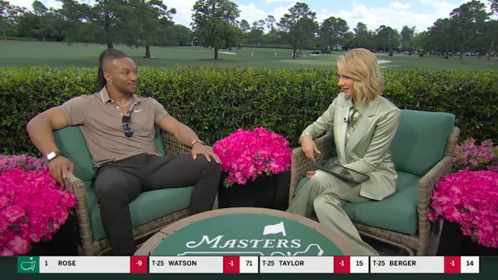 Bijan Robinson and ESPN's Laura Rutledge on April 11, 2025.