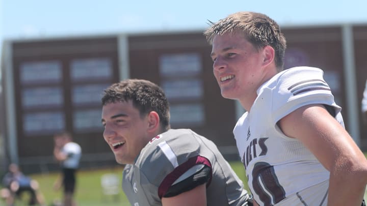 Benedictine quarterback Stephen Cannon rests on the sideline during practice.