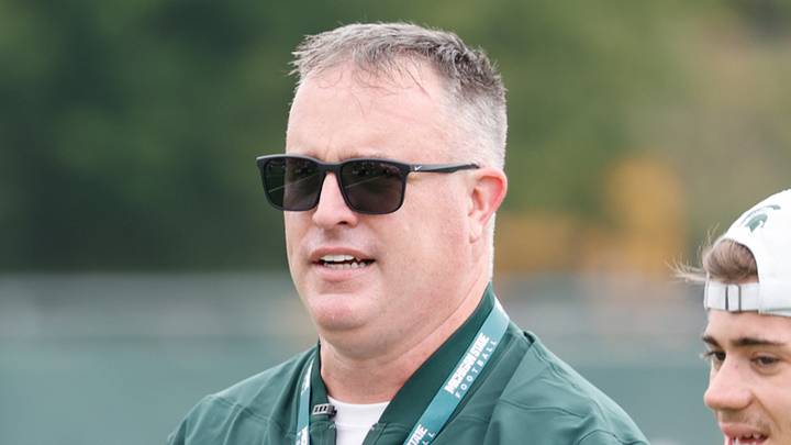 Michigan State head coach Pat Fitzgerald observes practice during the first day of training camp on Thursday, August 6, 2026. Michigan State head coach Pat Fitzgerald observes practice during the first day of training camp on Thursday, August 6, 2026.