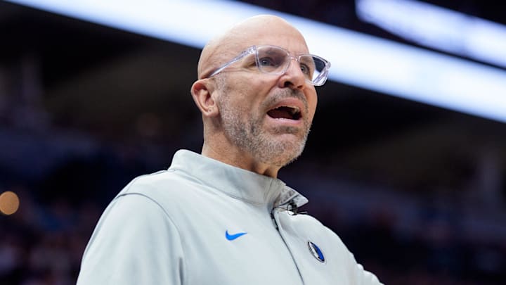 Feb 20, 2026; Minneapolis, Minnesota, USA; Dallas Mavericks head coach Jason Kidd talks with a referee in the first quarter against the Minnesota Timberwolves at Target Center. Mandatory Credit: Matt Blewett-Imagn Images Feb 20, 2026; Minneapolis, Minnesota, USA; Dallas Mavericks head coach Jason Kidd talks with a referee in the first quarter against the Minnesota Timberwolves at Target Center. Mandatory Credit: Matt Blewett-Imagn Images