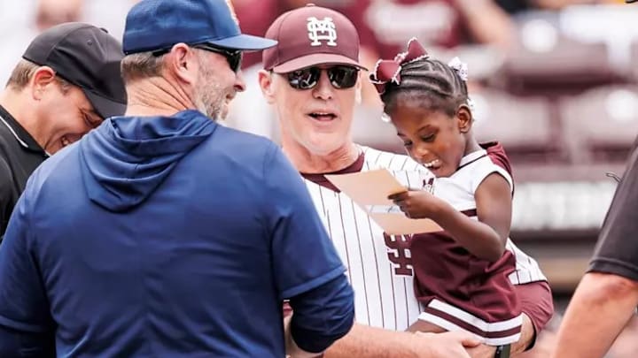 Mississippi State Head Coach Brian O'Connor during the game between the Auburn Tigers and the Mississippi State Bulldogs at Dudy Noble Field at Polk-Dement Stadium in Starkville, MS. Mississippi State Head Coach Brian O'Connor during the game between the Auburn Tigers and the Mississippi State Bulldogs at Dudy Noble Field at Polk-Dement Stadium in Starkville, MS.