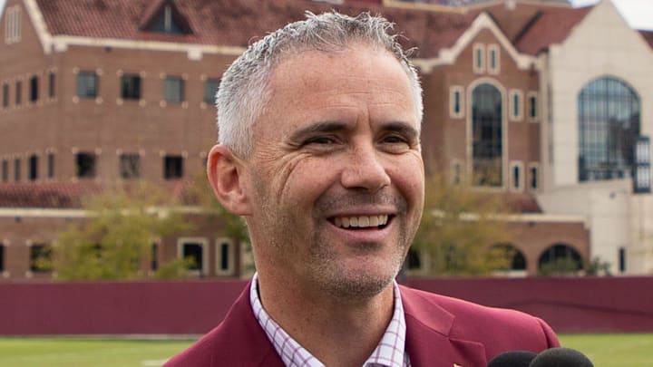 Florida State football head coach Mike Norvell answers questions during a gaggle with the media after a groundbreaking ceremony for the Albert J. and Judith A. Dunlap Football Center on Saturday, Dec. 17, 2022.

Football Groundbreaking 133