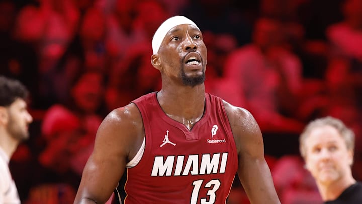 Miami Heat center Bam Adebayo (13) walks back (Mandatory Credit: Rhona Wise-Imagn Images)