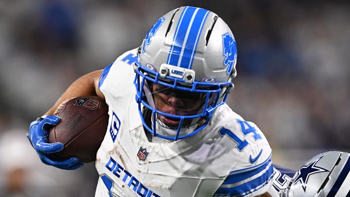 Detroit Lions wide receiver Amon-Ra St. Brown (14). Detroit Lions wide receiver Amon-Ra St. Brown (14).